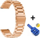 Metalen Armband Voor Garmin Vivomove 3S Sport Horloge Bandje - Schakel Polsband Strap RVS - Met Inkortset - Small / Large - Rosegoud Kleurig