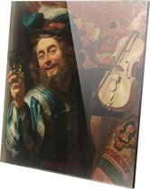 Een vrolijke vioolspeler | Gerard van Honthorst | Plexiglas | Wanddecoratie | 60CM x 60CM | Schilderij | Oude meesters | Foto op plexiglas