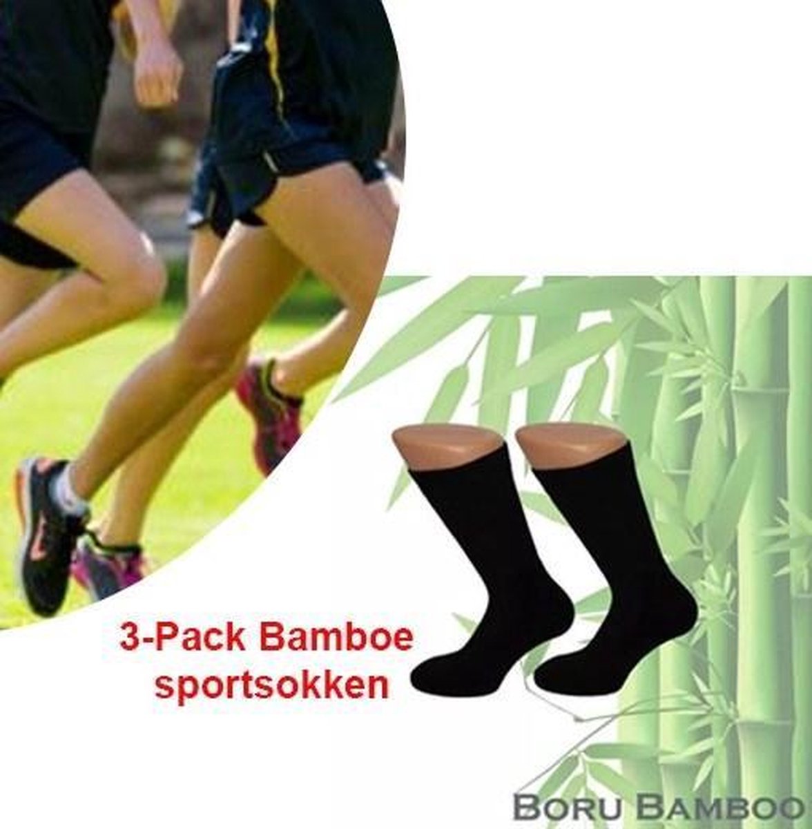 3-Pack Bamboe sportsokken | Kleur zwart | Maat 39-42