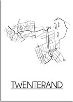 DesignClaud Twenterand Plattegrond poster A4 + Fotolijst zwart (21x29,7cm)