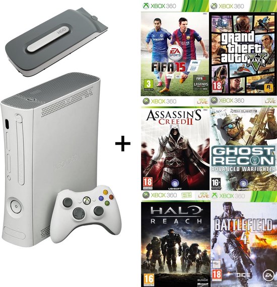 eer Laat je zien Gehakt Xbox 360 Arcade Console + Xbox 360 Harde schijf 20 GB + GTA V + Halo -  Reach +... | bol.com