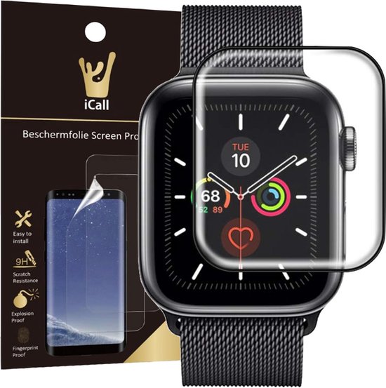 Apple Watch Series 5 (44 mm) Screenprotector - Glas PET Folie Transparant -  Full... | bol.com