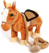 Knuffelpaard – Licht bruin – Loopt lopend Lopende – Speelgoed – Electrisch – Muziek – Batterijen – Bewegend – Kerst – Sinterklaas – Cadeau – Hinniken – Pony – Paard – Pluche – Hors