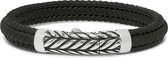 Bijoux SOIE - Bracelet Argent - Zipp - 158BLK.21 - cuir noir - Taille 21