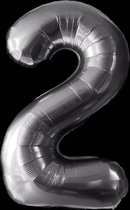 Ballon – Folie ballonnen cijfers – Verjaardags ballon – Cijfer 2 – Zilver - 97cm – 1 stuk