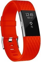 Fitbit Charge 2 siliconen bandje |Rood / Red |Diamant patroon | Premium kwaliteit | Maat: S/M | TrendParts