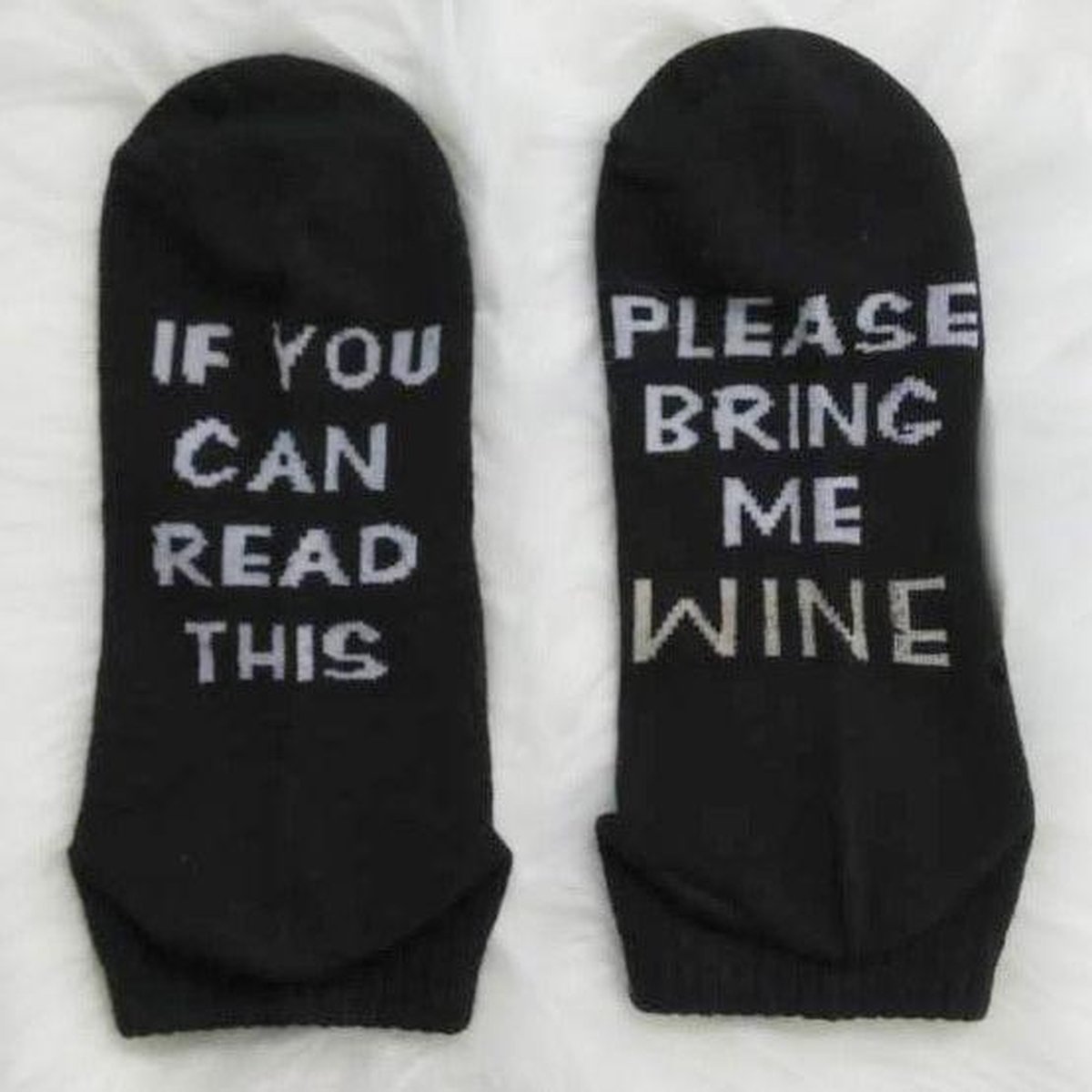Grappige sokken - enkelsokken If you can read this please bring me wine -  cadeau | bol.com