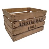Houten kist- gebruikte Fruitkist Amsterdam 1981 - gebruikte kist