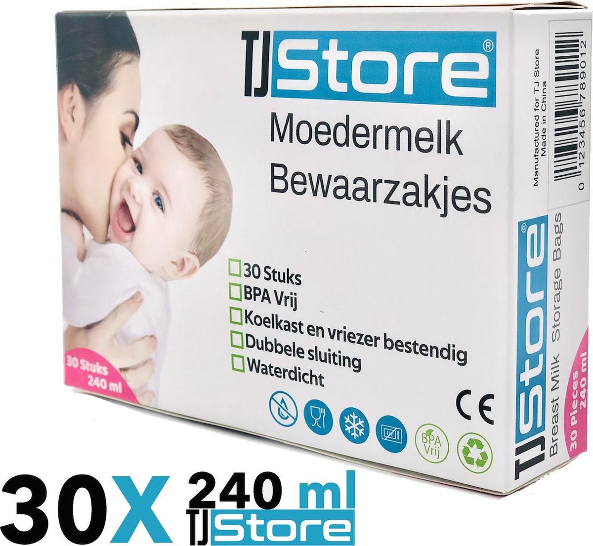 30 stuks 240ml - borstvoeding zakjes - moedermelk zakjes - moedermelk bewaarzakjes - TJ Store