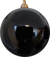 Kerstbal 8 cm zwart glans set 4 stuks