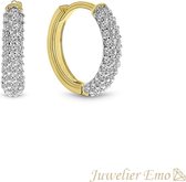 Juwelier Emo - 14 Karaat Geelgouden Kinderoorbellen bezet met Zirkonia stenen - 12.5 mm