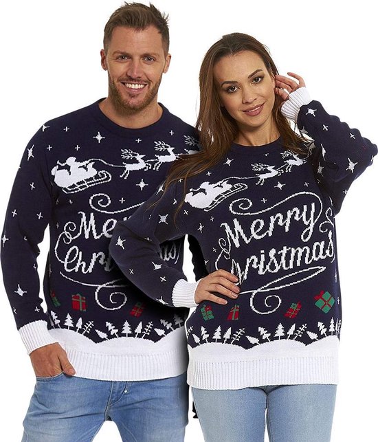 Foute Kersttrui Dames & Heren - Christmas Sweater "Stijlvol Merry Christmas" - Kerst trui Mannen & Vrouwen Maat L