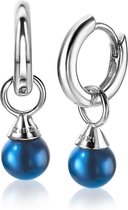 ZINZI zilveren oorbedels parels blauw 6mm ZICH1749B