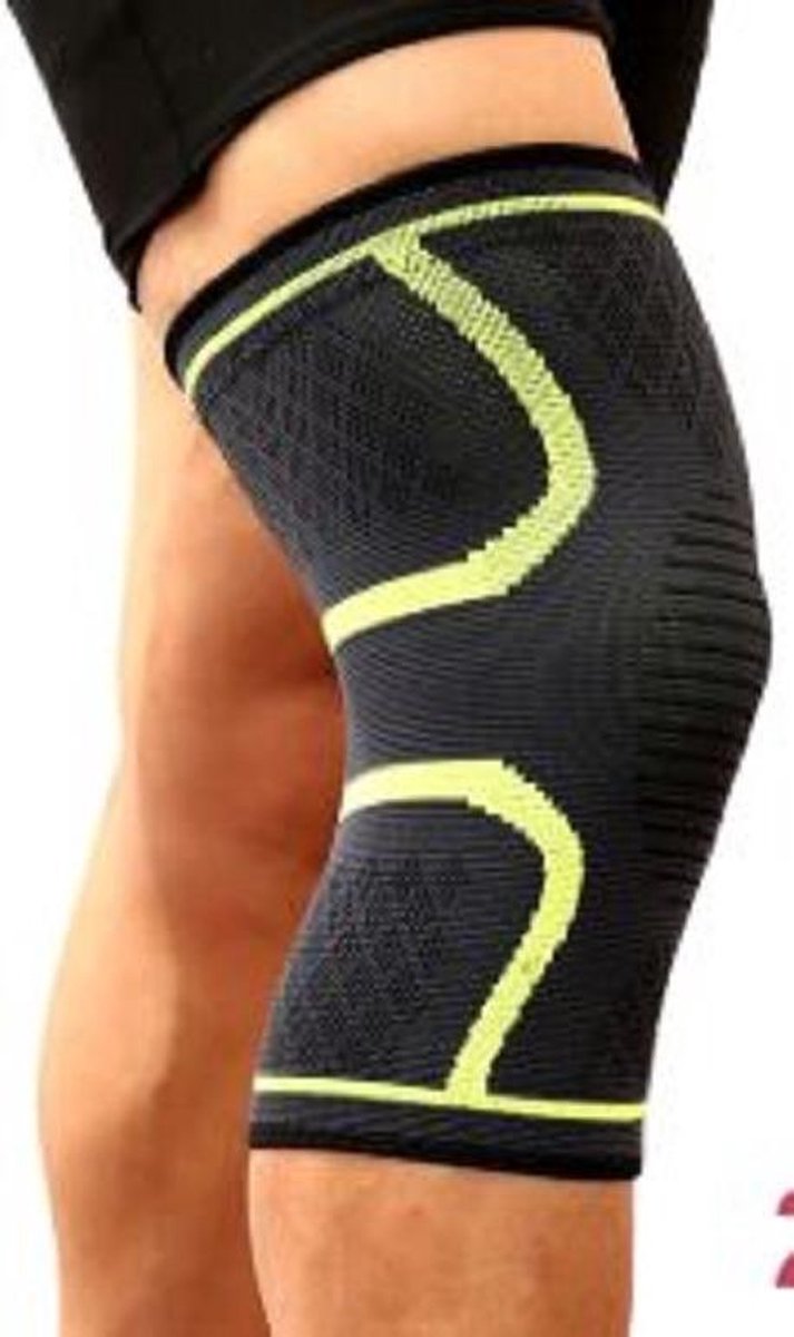 Kniebandage - Knie Brace - Anti Slip Strip - Bescherming - Blessure - Sporten - Geel - Maat M