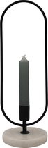 Housevitamin zwarte kandelaar ovaal - 30 cm - kaarsenstandaard met marmeren voet