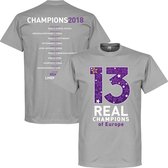 Real Madrid 13 Times Champions League Winners T-Shirt - Grijs - XXXXL