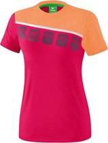 Erima Teamline 5-C T-Shirt Meisjes Love Rose-Peach-Wit Maat 164