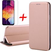 Samsung A30s Hoesje en Samsung A30s Screenprotector - Samsung Galaxy A30s Hoesje Book Case Wallet + Screen Protector - Roségoud