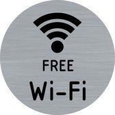 Deurbordje - WiFi - bordje - Free WiFi - rond met RVS look