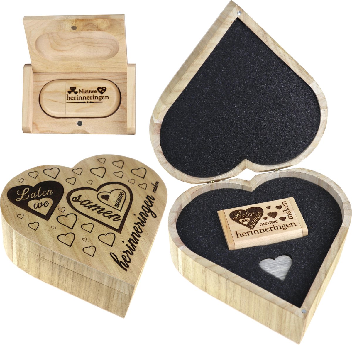 Tweede leerjaar kant ramp 32GB USB van hout in harten kistje - cadeau voor liefde - verloving -  Valentijn 2020 -... | bol.com