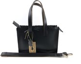 Lederen mini shopper met lange hengsel zwart Van Fiel/ Lina Leather