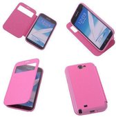 View Cover Pink Samsung Galaxy Note 2 Stand Case TPU Book-style