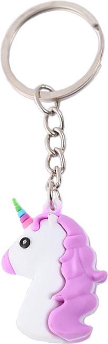 Paarse Unicorn Emoji Sleutelhanger