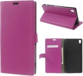 Litchi cover roze wallet case hoesje Sony Xperia XA Ultra