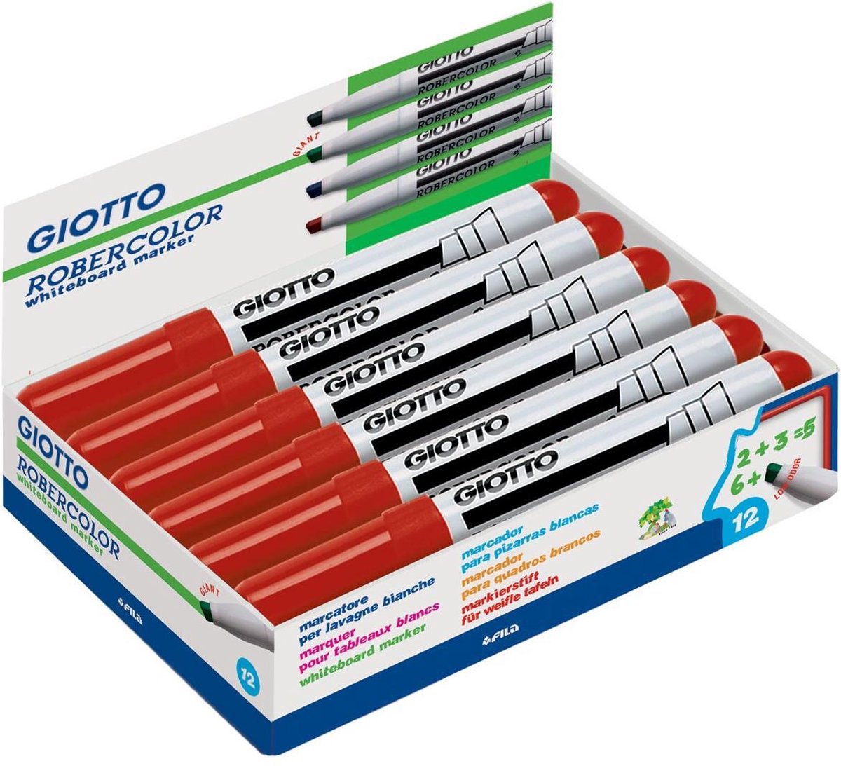 46x Giotto Robercolor whiteboardmarker maxi, schuine punt, rood