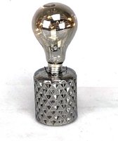 Grey Bulb with Led on Metallic Grey Base 8x21.5cm
