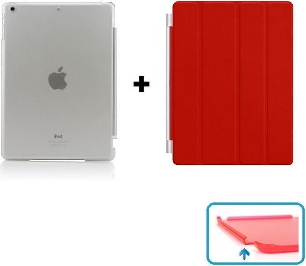 Apple iPad 2, 3, 4 Smart Cover Hoes - inclusief Transparante achterkant - Rood