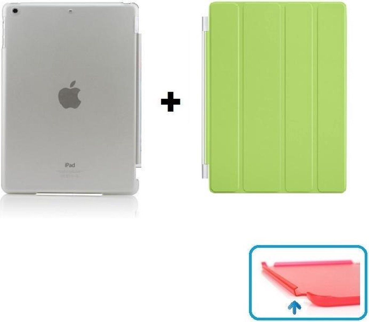 iPad 2, 3, 4 Smart Cover Hoes - inclusief Transparante achterkant – Groen