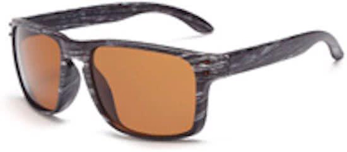 Hidzo Houten Zonnebril Vierkant Grijs - UV 400 - In brillenkoker