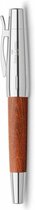 Faber-Castell vulpen - E-motion - chroom/ bruin perenhout - F - FC-148201