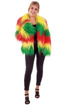 Bontjas lang haar rood/geel/groen mt.40/42