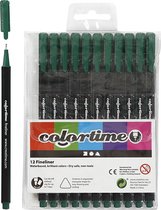 Colortime Fineliner, vert foncé, trait: 0,6-0,7 mm, 12 pièces