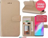 Epicmobile - Samsung Galaxy A30s / A50 / A50s Boek hoesje met pasjeshouder - Luxe portemonnee hoesje - Goud