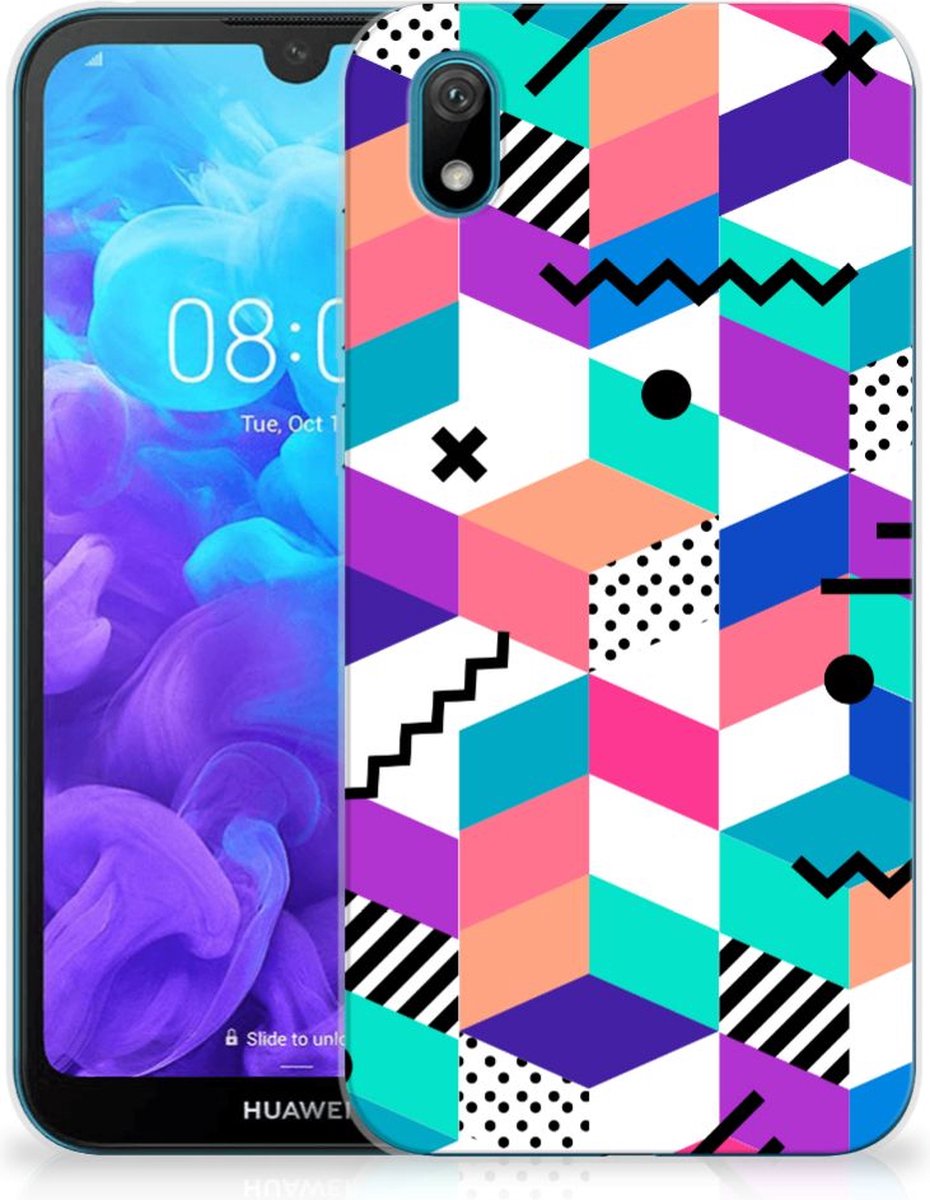 Huawei Y5 (2019) TPU Hoesje Blokken Kleurrijk