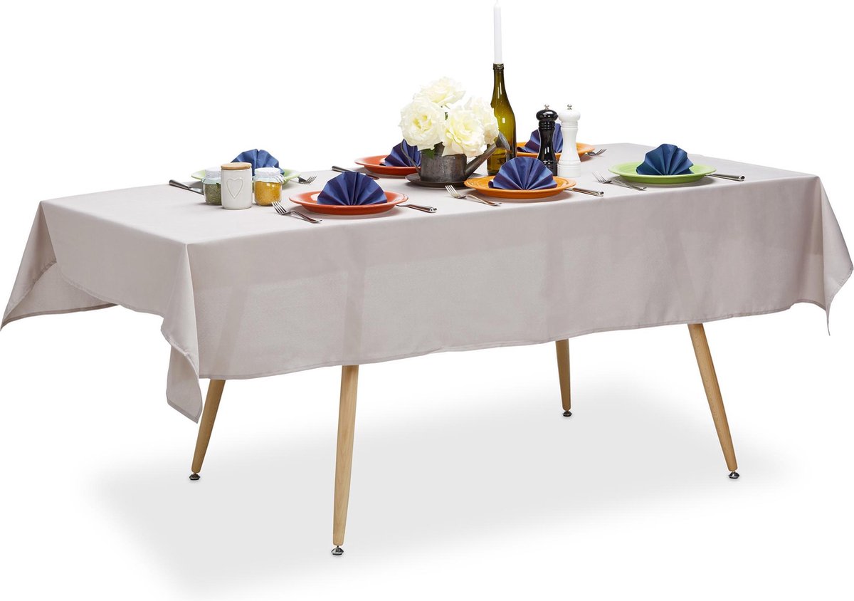 oneerlijk Periodiek voorbeeld Relaxdays tafelkleed waterafstotend tafellaken tuintafel rond of  rechthoekig tafelzeil Taupé, 140x220cm - Winkelen.nl