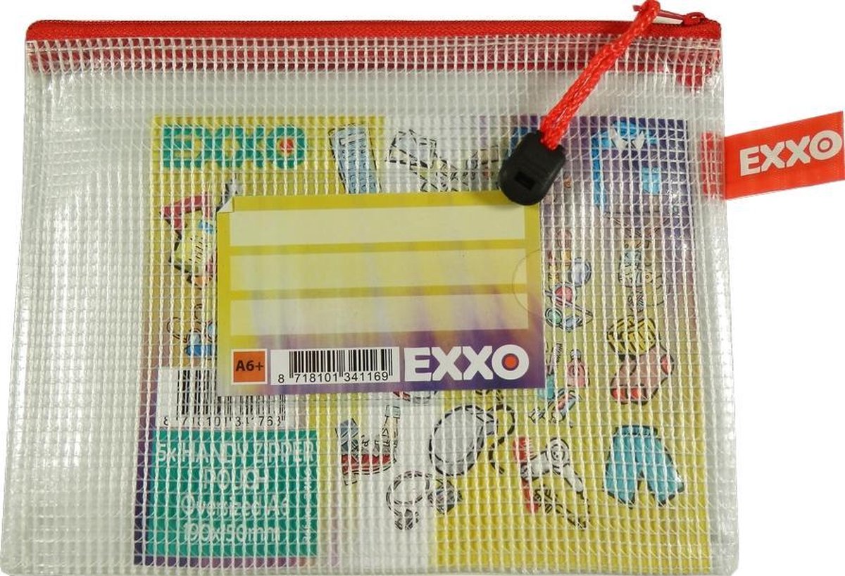 EXXO-HFP #34116 - A6-XL Opbergtas Handy; Multi-Purpose; Rits Rood; 5 stuks
