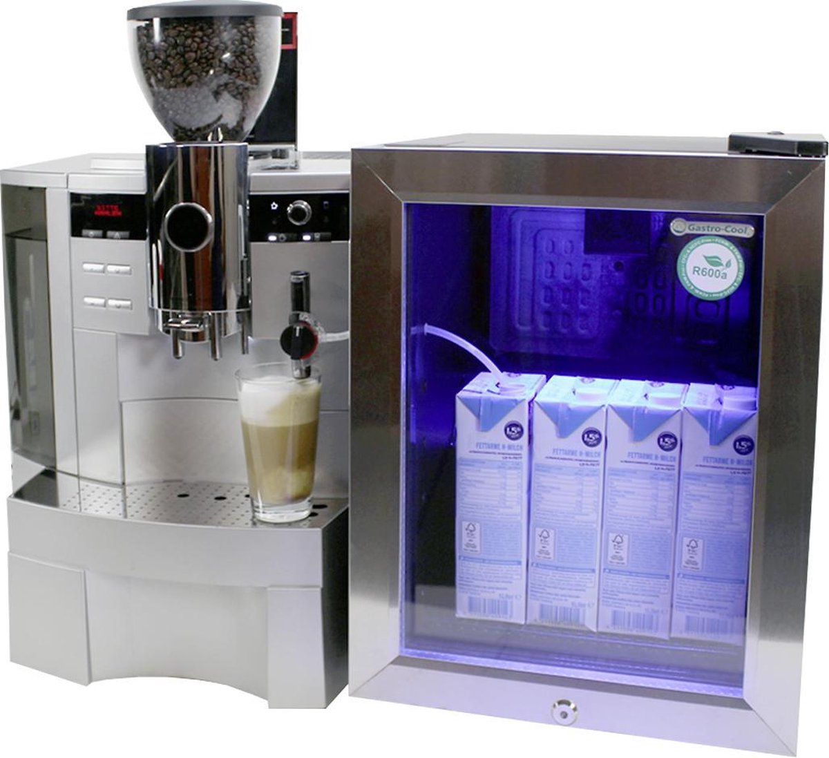 GastroCool KW22 (Melk) Mini koelkast met glazen deur 22 Liter Zwart/RVS/Zwart 243001