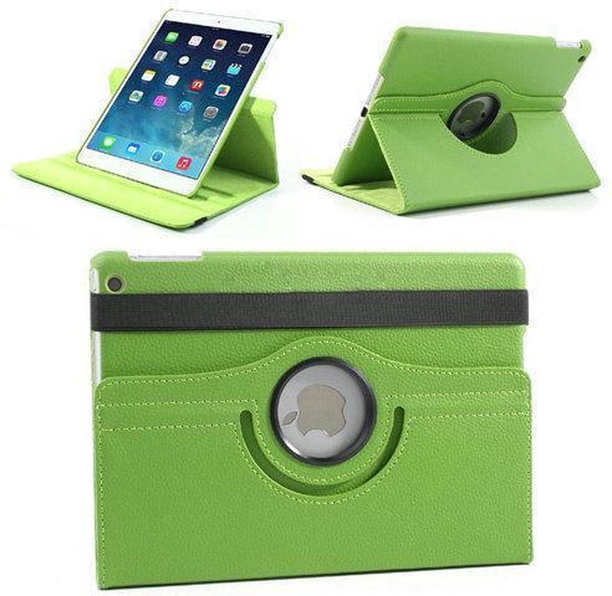 Groen lederen 360 graden smartcover hoes iPad Air