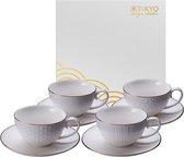 Tokyo Design Studio - Nippon White Gold Cup and Saucer Set 4pcs Star Lines Wave Stripe 250ml