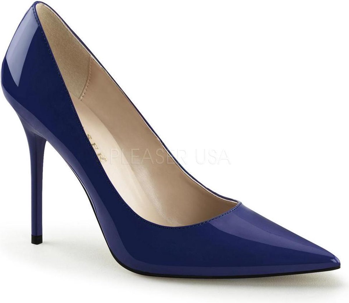Goedkoopste Classique-20 lak stiletto pump met puntige neus marine blauw - (EU 47 = US 16) - Pleaser