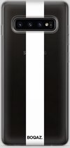 BOQAZ. Samsung Galaxy S10 hoesje - Plus hoesje - hoesje striping wit