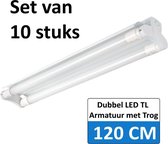 LED Buis  armatuur met Trog 120cm - Dubbel | Set van 10