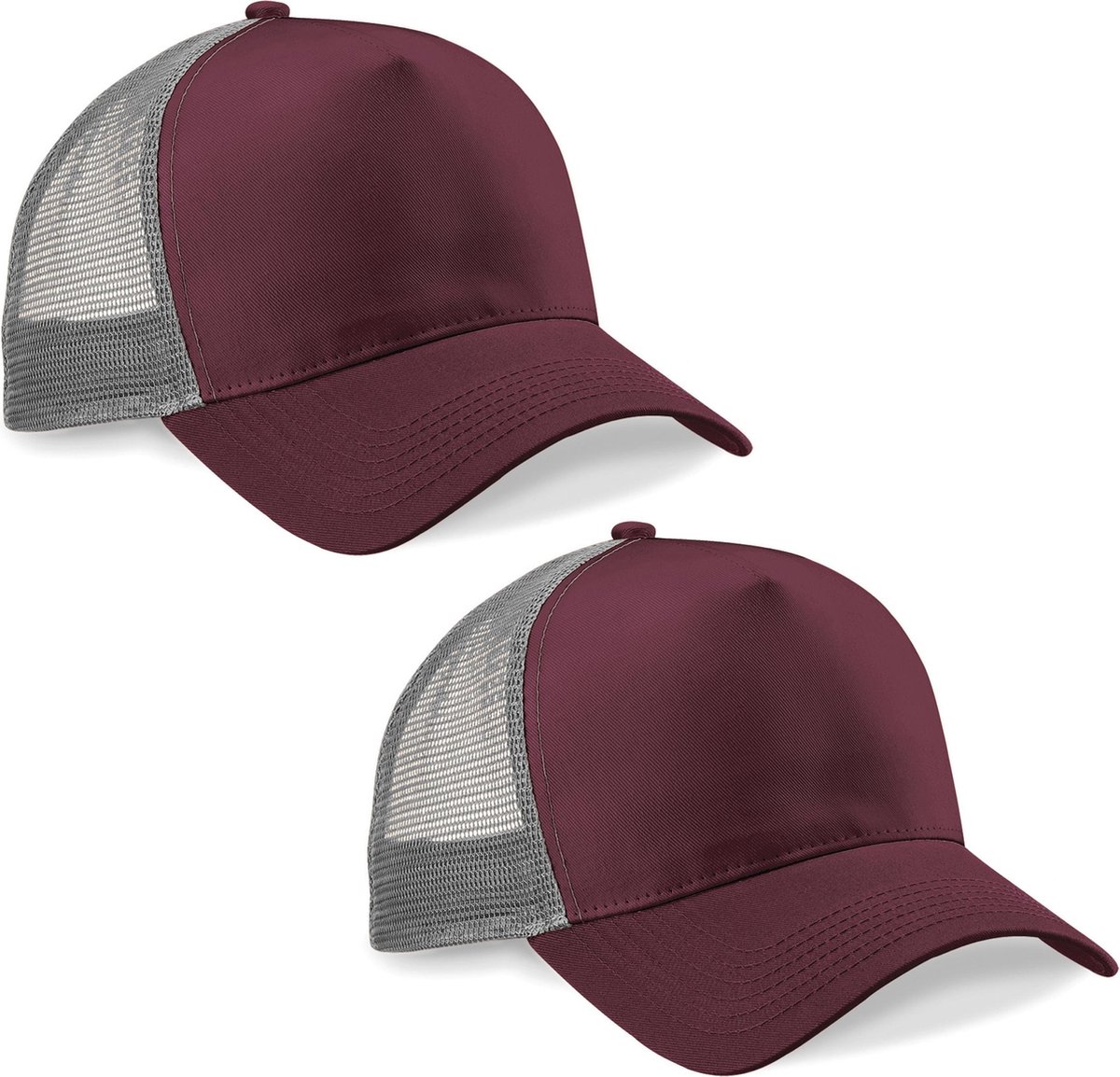Beechfield Snapback Trucker Burgundy/Grey