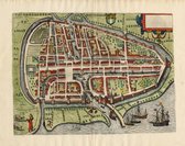 Mooie historische plattegrond, kaart van de stad Rotterdam, door L. Guicciardini in 1612