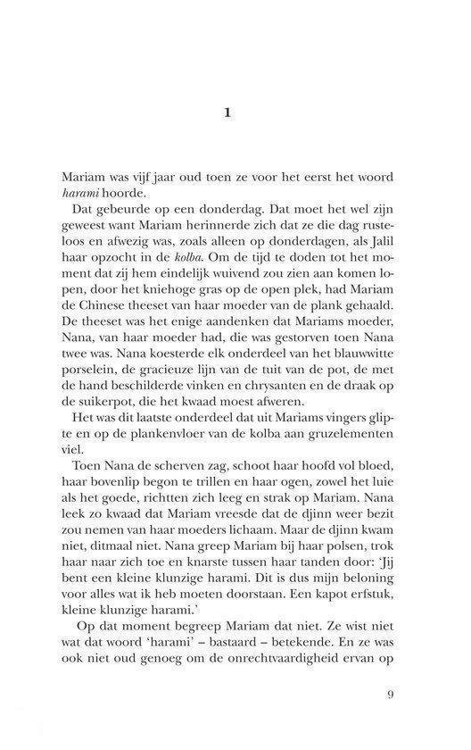 Pagina 1 met tekst uit "Duizend schitterende zonnen".