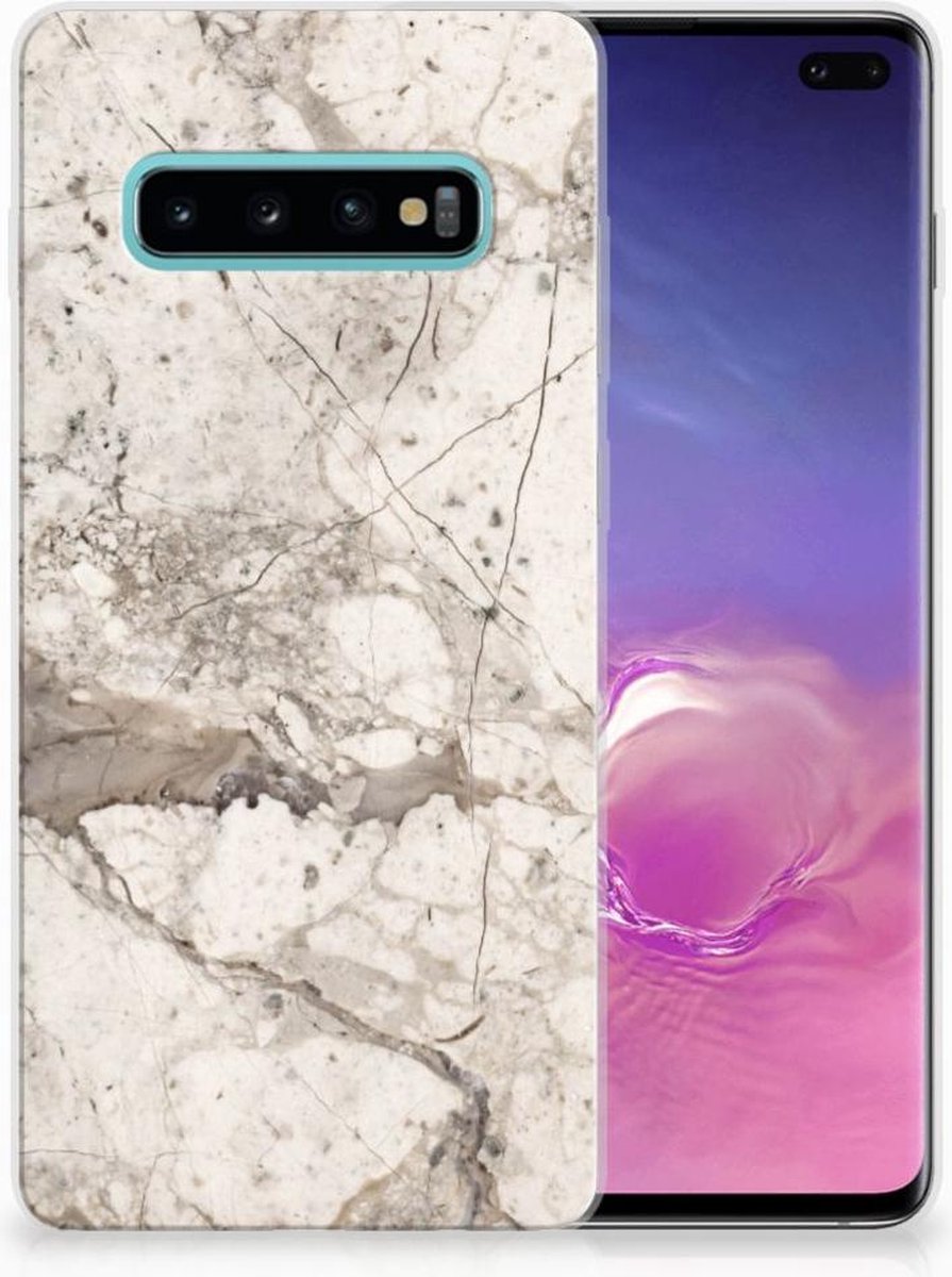Back Cover voor Samsung Galaxy S10 Plus TPU Siliconen Hoesje Marmer Beige